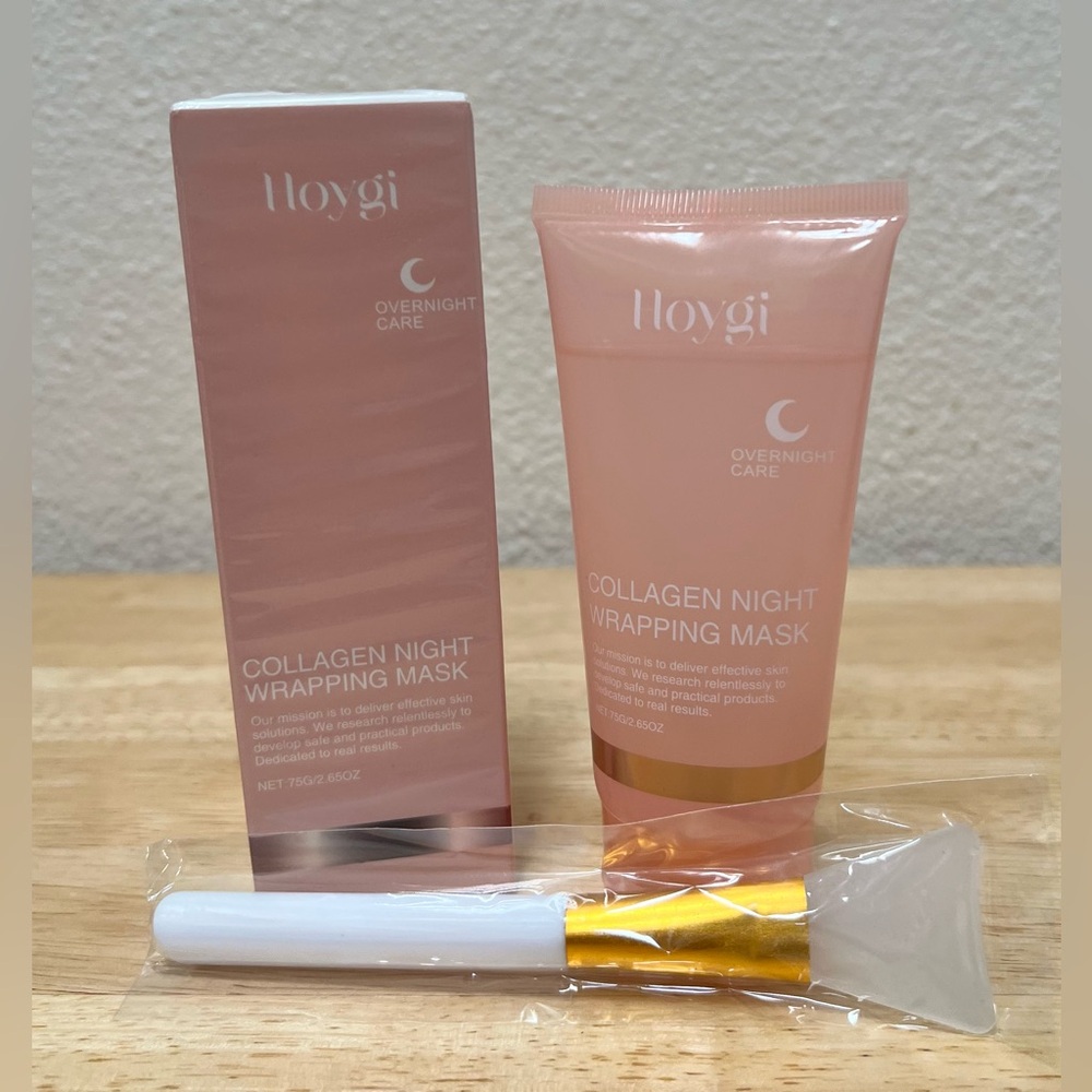Hoygi Collagen Night Wrapping Mask with Silicone Face Mask Applicator Brush
